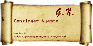 Genzinger Nyeste névjegykártya